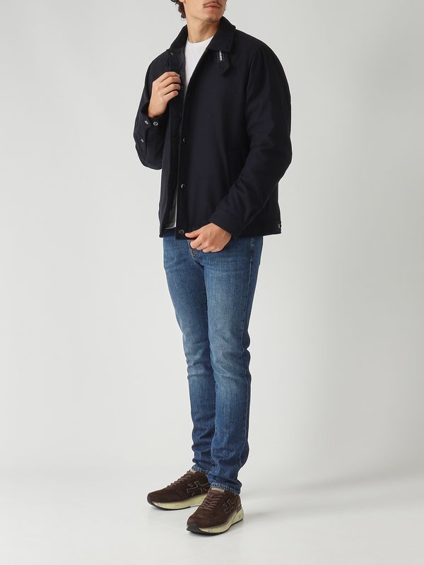 2. Keating recycled Italian wool blend jacket for men Navy blue Woolrich cfwoos2019mrut3190