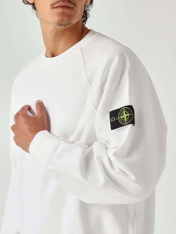 Stone Island Men's sweatshirt in brushed organic cotton - White