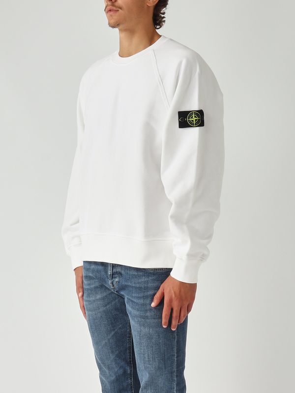3. Sudadera de hombre de algodón orgánico afelpado Blanco Stone Island k2s156100022s0a20