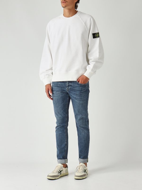 2. Sudadera de hombre de algodón orgánico afelpado Blanco Stone Island k2s156100022s0a20