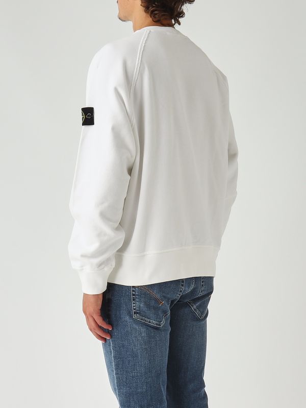 4. Sudadera de hombre de algodón orgánico afelpado Blanco Stone Island k2s156100022s0a20