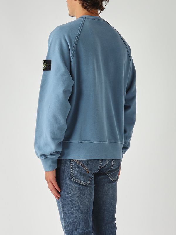 4. Sudadera de hombre de algodón orgánico afelpado Azul Acero Stone Island k2s156100022s0a20