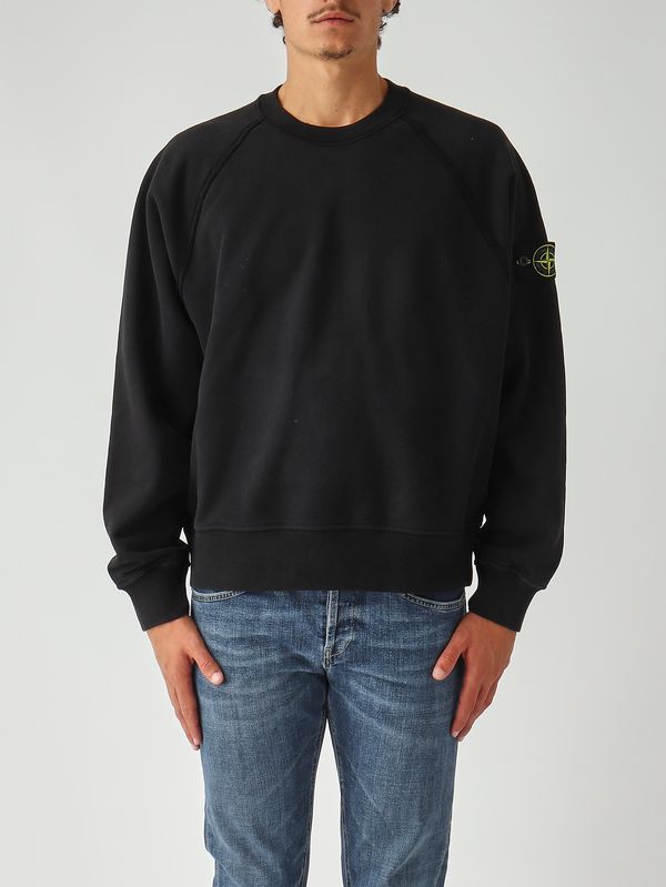 1. Sudadera de hombre de algodón orgánico afelpado Negro Stone Island k2s156100022s0a20