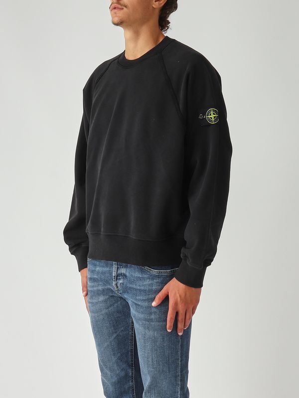 3. Sudadera de hombre de algodón orgánico afelpado Negro Stone Island k2s156100022s0a20