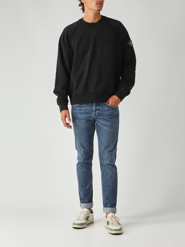 2. Sudadera de hombre de algodón orgánico afelpado Negro Stone Island k2s156100022s0a20