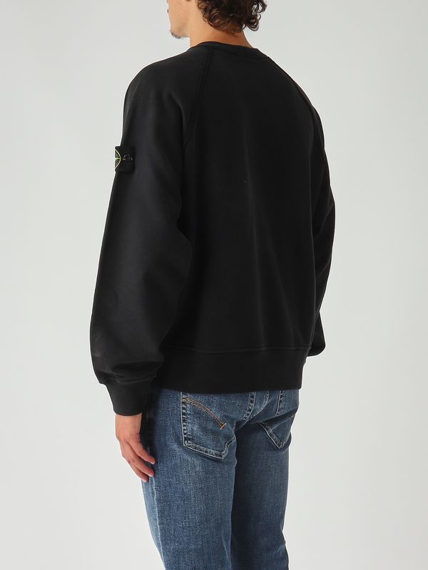 4. Sudadera de hombre de algodón orgánico afelpado Negro Stone Island k2s156100022s0a20