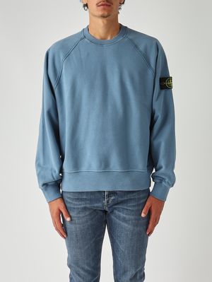 Herren Sweatshirt aus gebürsteter Bio-Baumwolle Stahlblau Stone Island