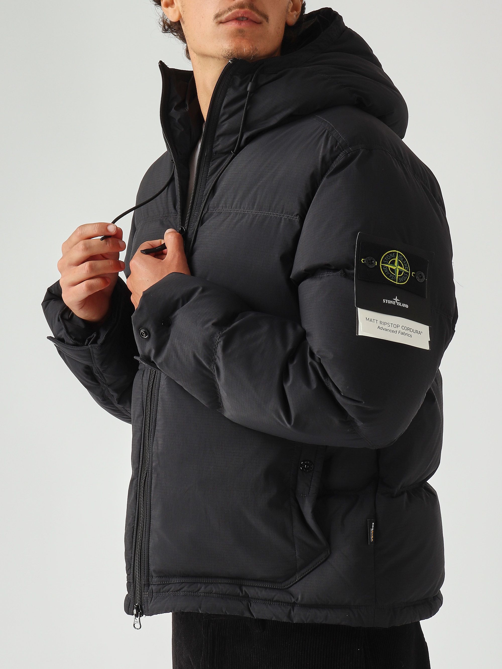 Stone Island Men's ripstop nylon down jacket - Black | Caposerio.com