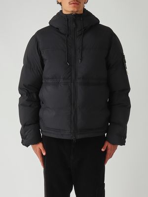 Men's ripstop nylon down jacket Black Stone Island