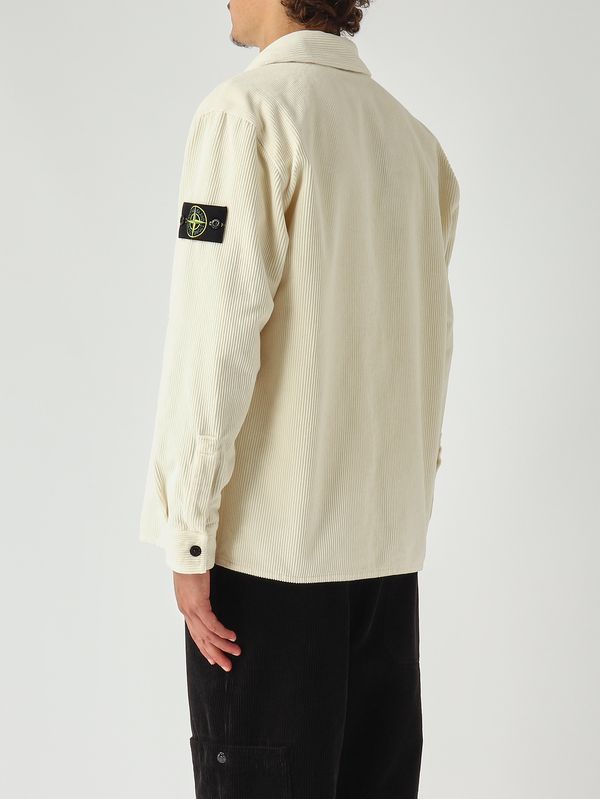 Stone Island Men's overshirt in organic cotton - Ivory | Caposerio.com