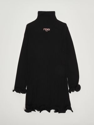 Abito bambina in cotone Nero Fendi