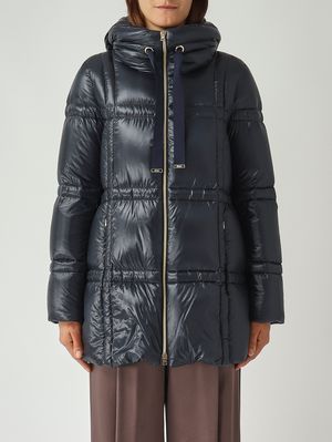 Women's A-Shape Ultralight Nylon Down Jacket Navy Herno