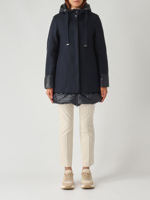 Wool and nylon coat for women Blue Herno