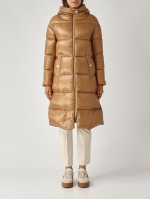 Piumino donna in nylon ultralight Cammello Herno