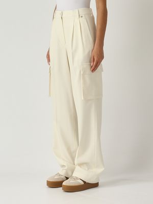 3. Pantalone donna in misto lana Bianco