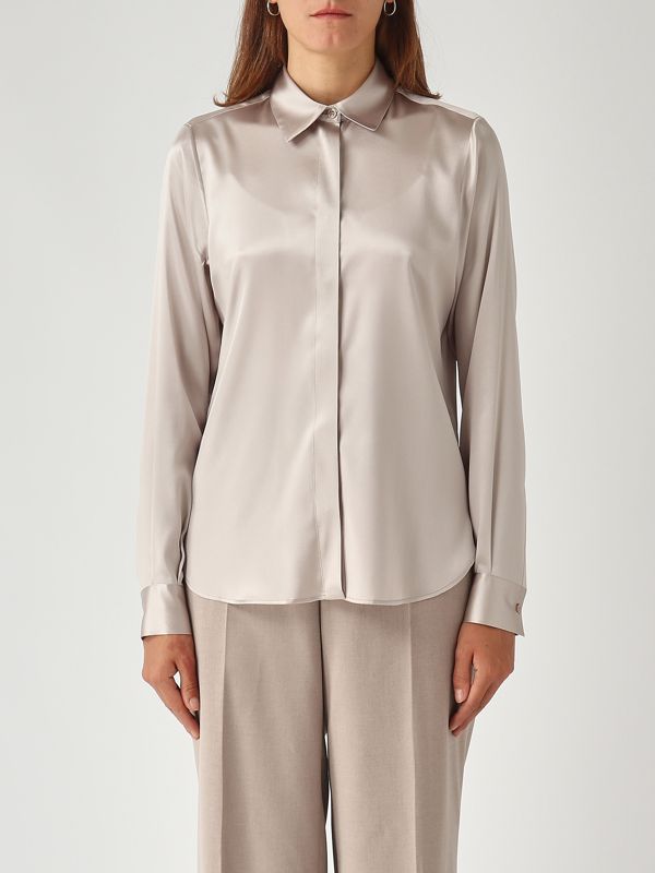 Andra women's stretch silk shirt andra270007 Pearl Gray