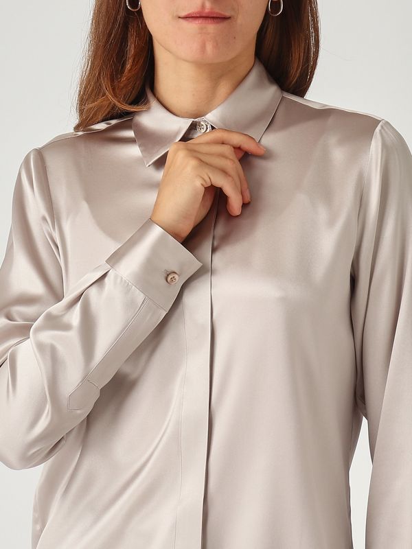 5. Camisa de mujer Andra de seda elástica Gris Perla Tagliatore andra270007