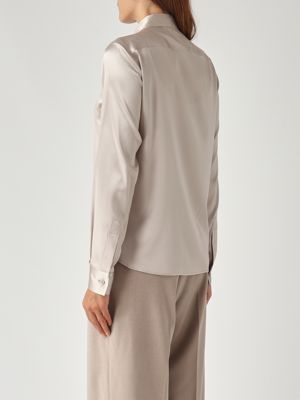 4. Camisa de mujer Andra de seda elástica Gris Perla