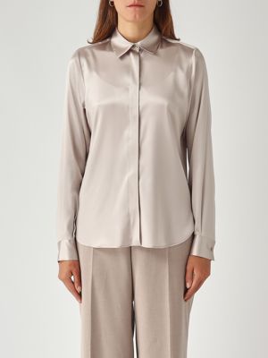 Andra women's stretch silk shirt Pearl Gray Tagliatore