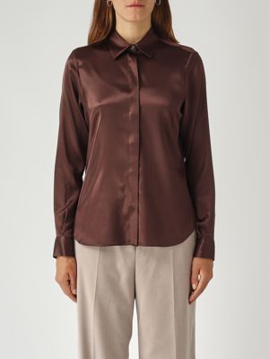 Andra women's stretch silk shirt Dark Brown Tagliatore