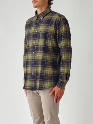 3. Camisa de hombre Fortrose de algodón Tartán verde