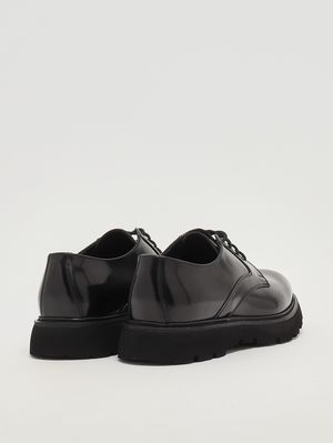 3. Derby Horse brushed leather laced shoes for men Black