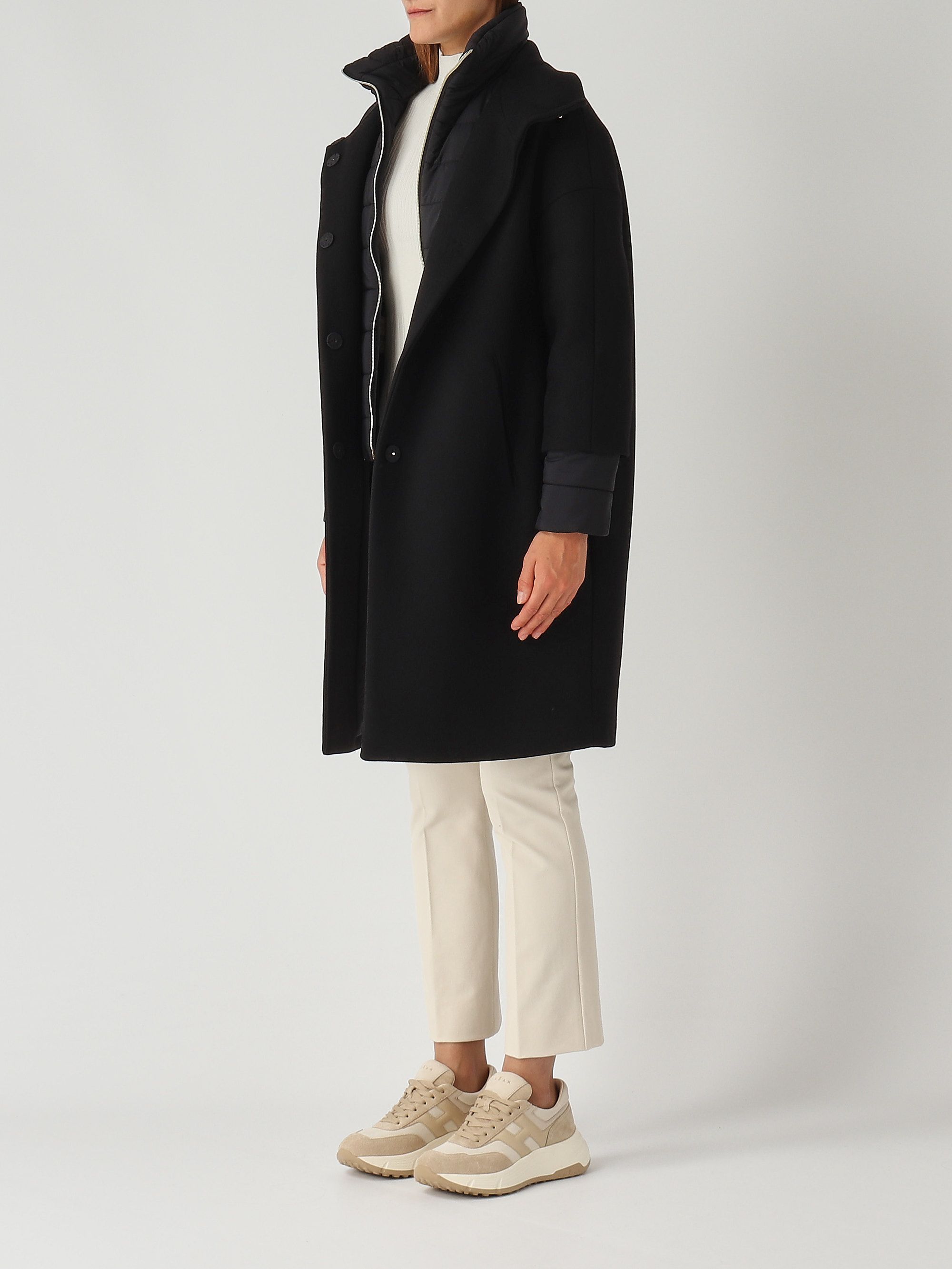 Virgin wool and nylon coat for women gc000520d33344 Black