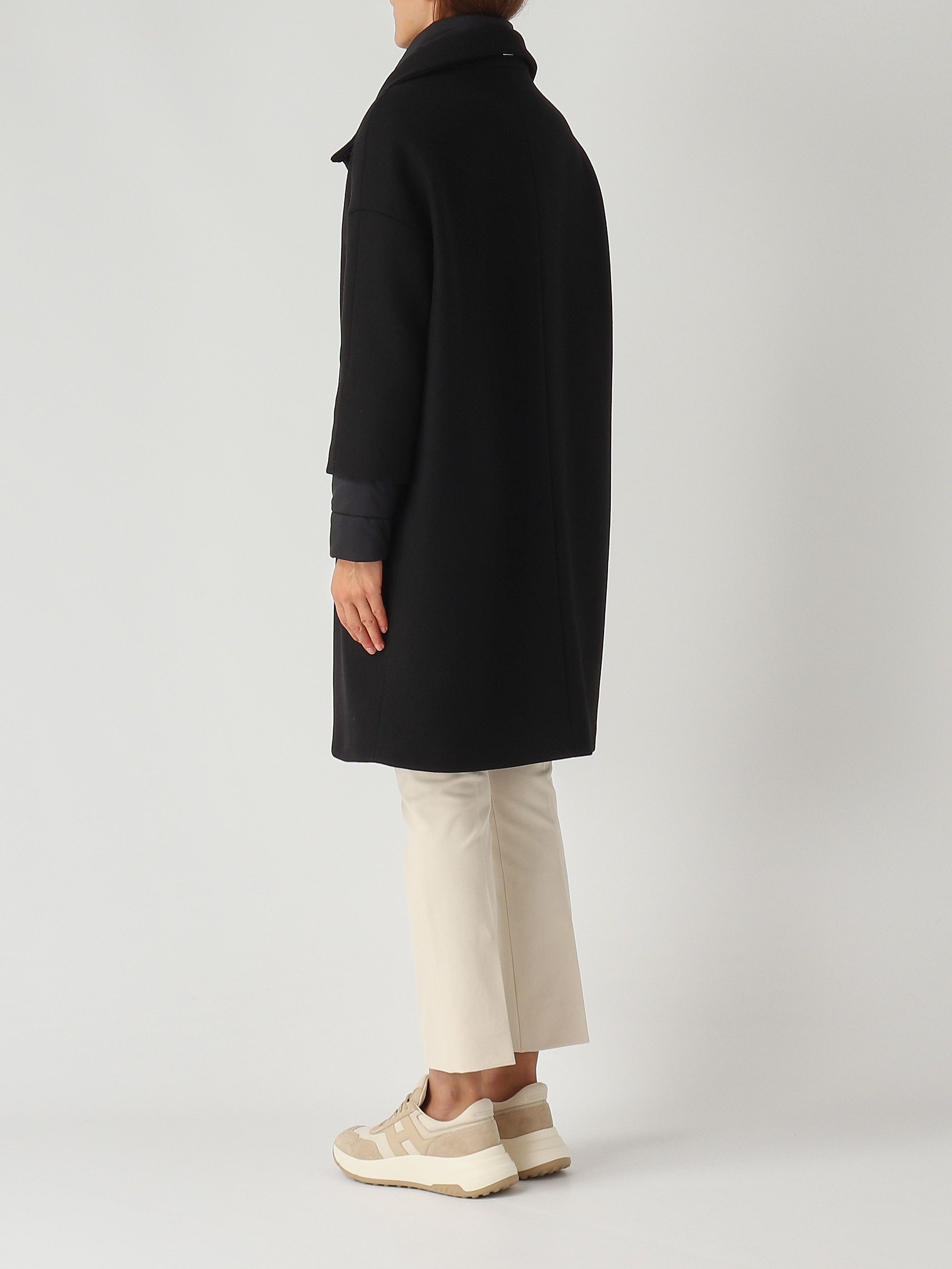 Virgin wool and nylon coat for women gc000520d33344 Black