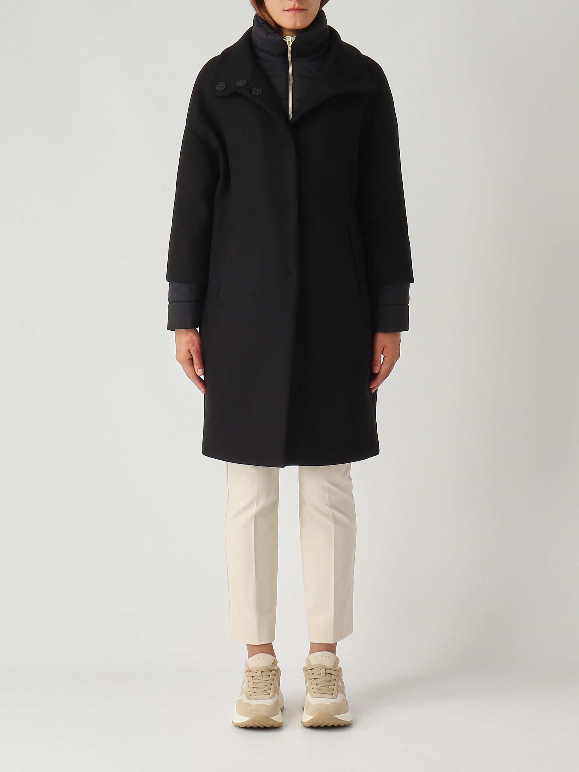 Virgin wool and nylon coat for women gc000520d33344 Black