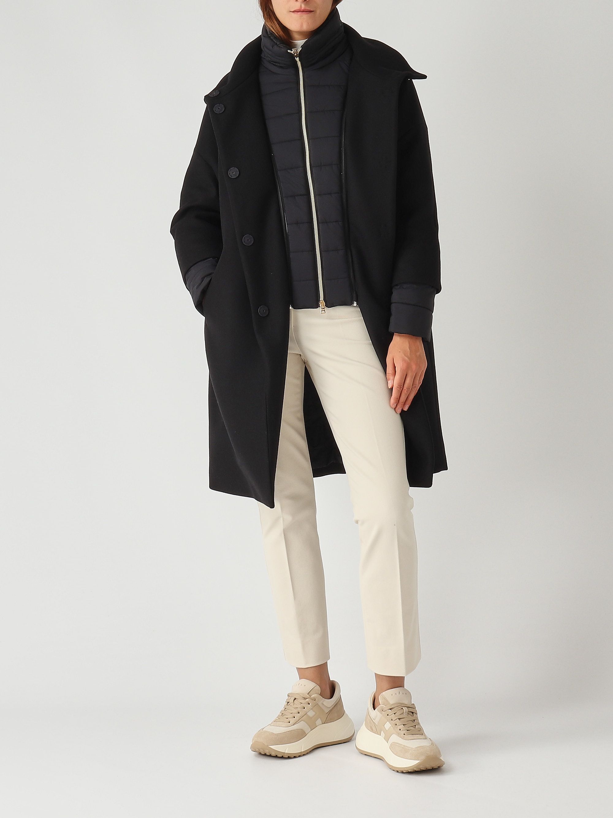 Virgin wool and nylon coat for women gc000520d33344 Black