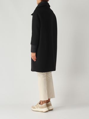4. Cappotto donna in lana vergine e nylon Nero