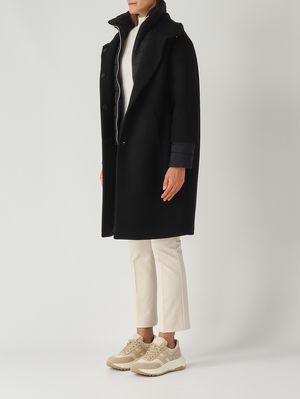 3. Cappotto donna in lana vergine e nylon Nero