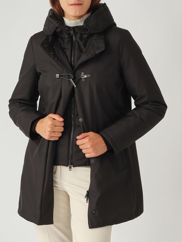 5. Cappotto donna Toggle in gabardine tecnico Nero Fay naw59513830zxe