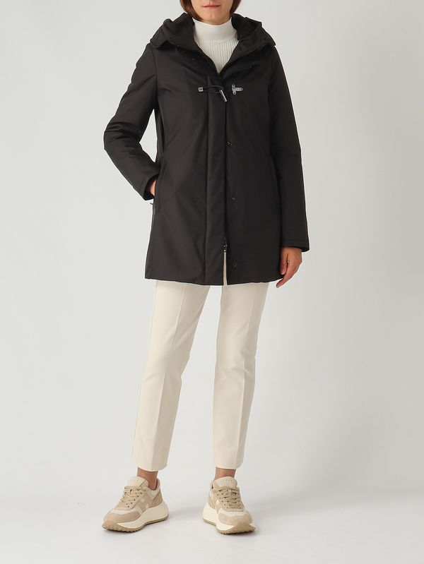 2. Cappotto donna Toggle in gabardine tecnico Nero Fay naw59513830zxe