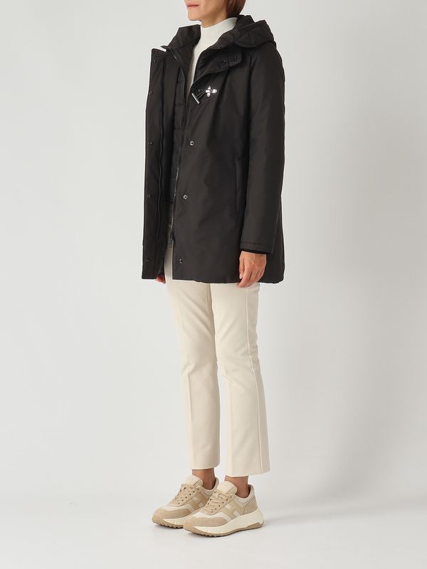 3. Cappotto donna Toggle in gabardine tecnico Nero Fay naw59513830zxe