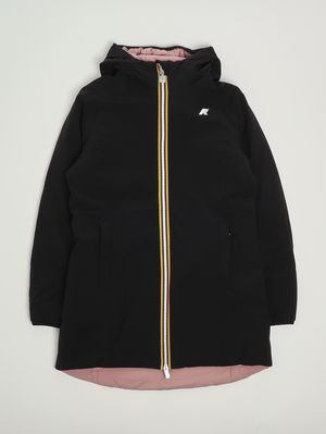 Mädchenjacke Denise St Warm Double aus Stretch-Nylon Schwarz-Rosa K-Way
