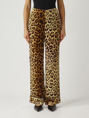 Pantalon pour femme en viscose et soie Marron-Beige Maliparmi