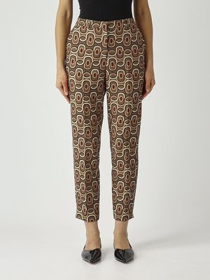 Pantalon femme en tissu technique Vert-Crème Maliparmi