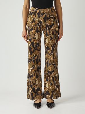 Pantalon en viscose extensible pour femme Noir-Beige Maliparmi