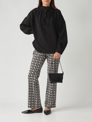 2. Jacquard fabric trousers for women Grey-Anthracite