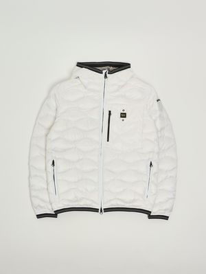 Kinderdaunenjacke Brinton aus Nylon Optisches Weiß Blauer