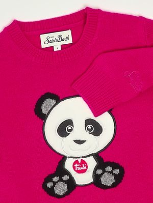 3. Girl's sweater in wool and cashmere blend Fuchsia