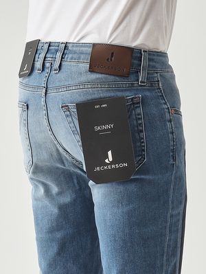 4. James skinny-fit Tri Blend stretch cotton denim jeans for men Light Denim