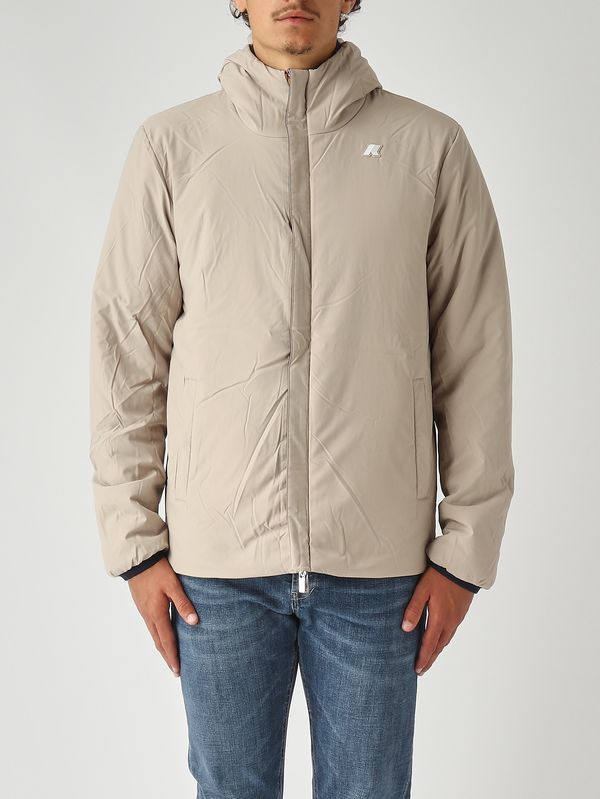 2. Jack St Warm Double men's jacket in waterproof fabric Navy-Beige K-Way k6128vw