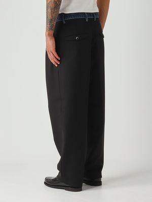 4. Pantalón para hombre Kaibelt Baggy de lana y denim Negro