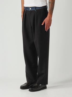 3. Pantalón para hombre Kaibelt Baggy de lana y denim Negro