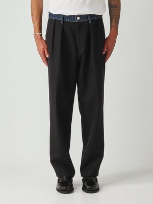 Herrenhose Kaibelt Baggy aus Wolle und Denim Schwarz Nine in the morning