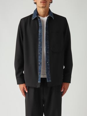 Herren Overshirt Logan aus Wolle und Denim Schwarz Nine in the morning