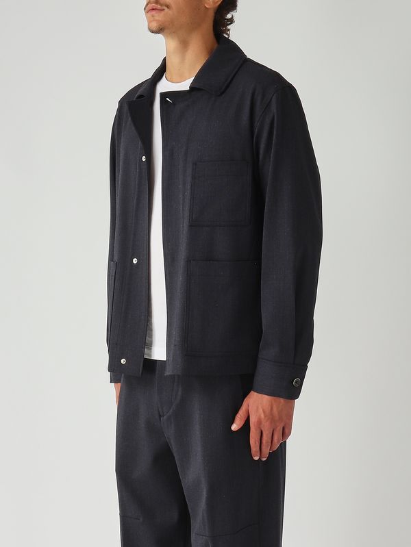 3. Sobrecamisa de hombre Sato en tejido efecto lana Azul marino Nine in the morning 9fw25so21