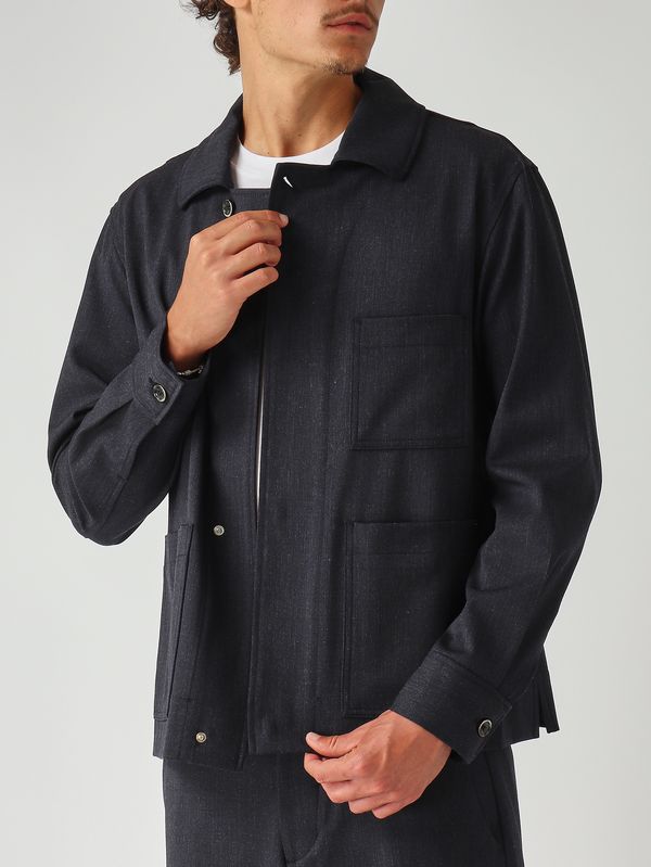 5. Sobrecamisa de hombre Sato en tejido efecto lana Azul marino Nine in the morning 9fw25so21